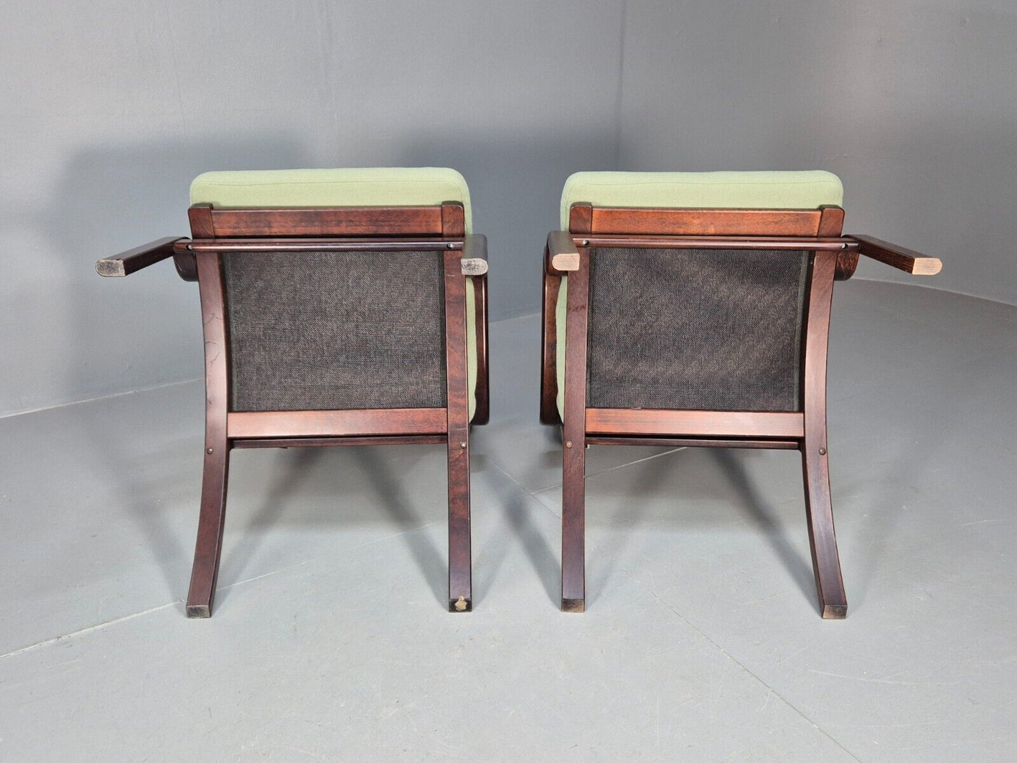 Pair Of Vintage Danish Stouby Mint Green Bentwood Armchairs EB8521 MBEN