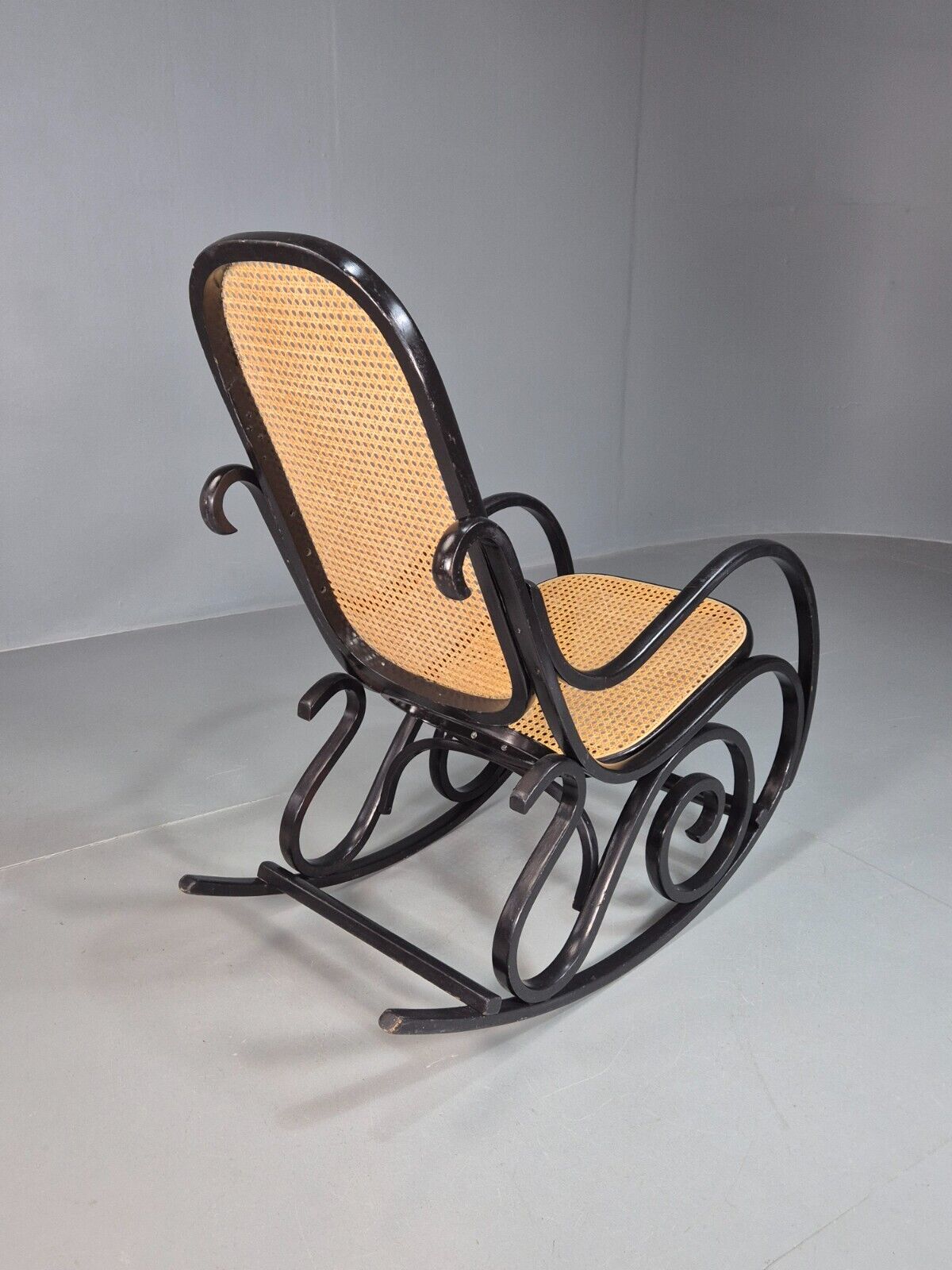 Vintage Rocking Chair Bergere Split Cane Bentwood Thonet Style 1970 EB7904 MBEN