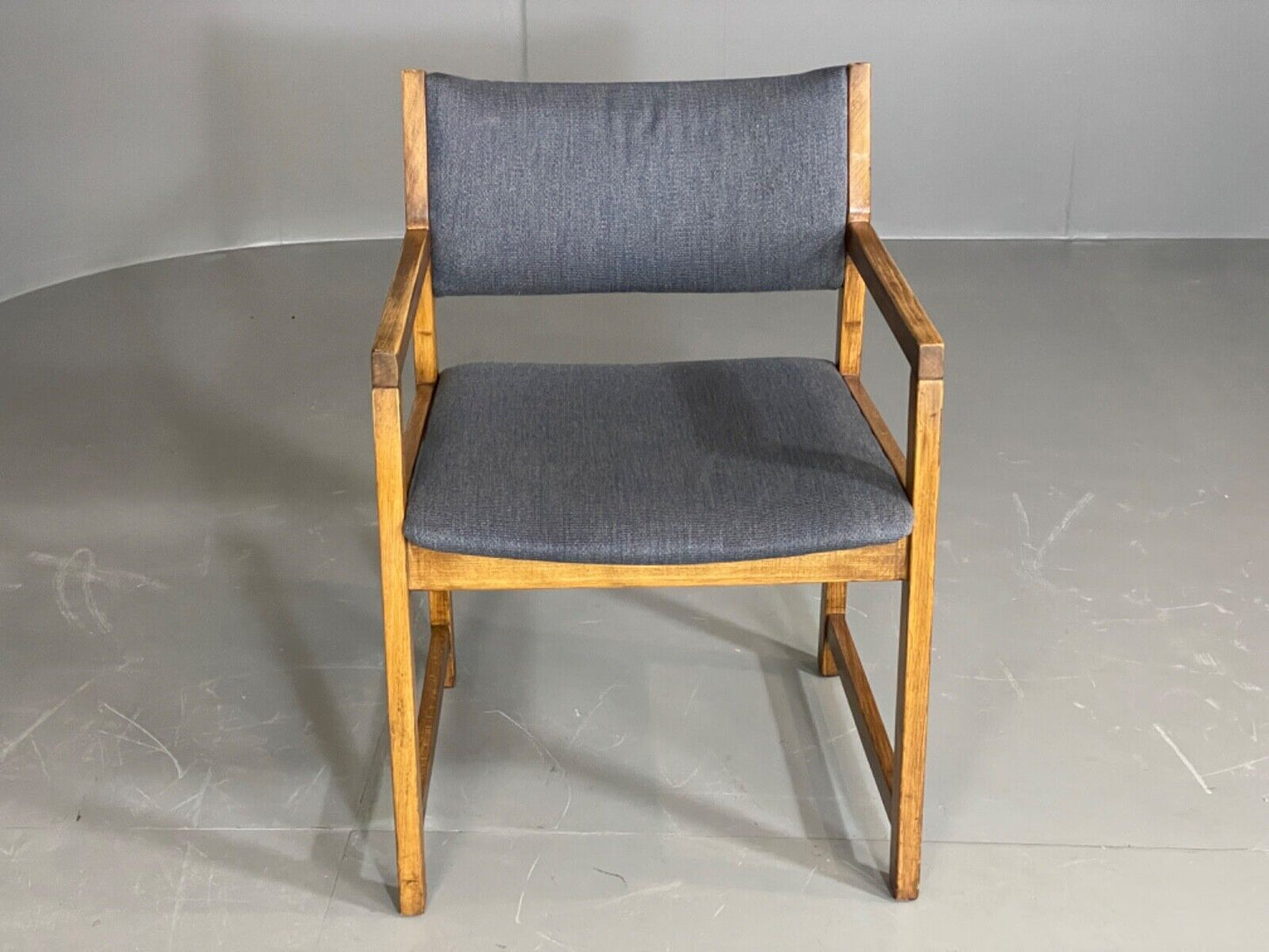 EB6145 Vintage Elbow Chair by Slagelse Oak Blue Cotton Danish Lounge MDIN