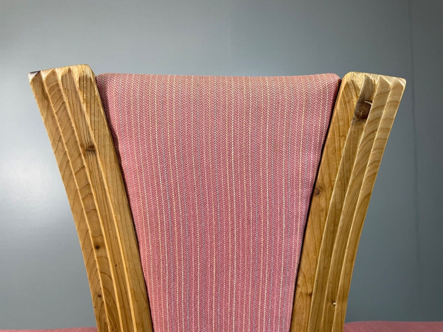 EB4798 3 Danish 1980s Pine & Pink Fabric Dining Chairs, Retro, Post Mod , MDIN