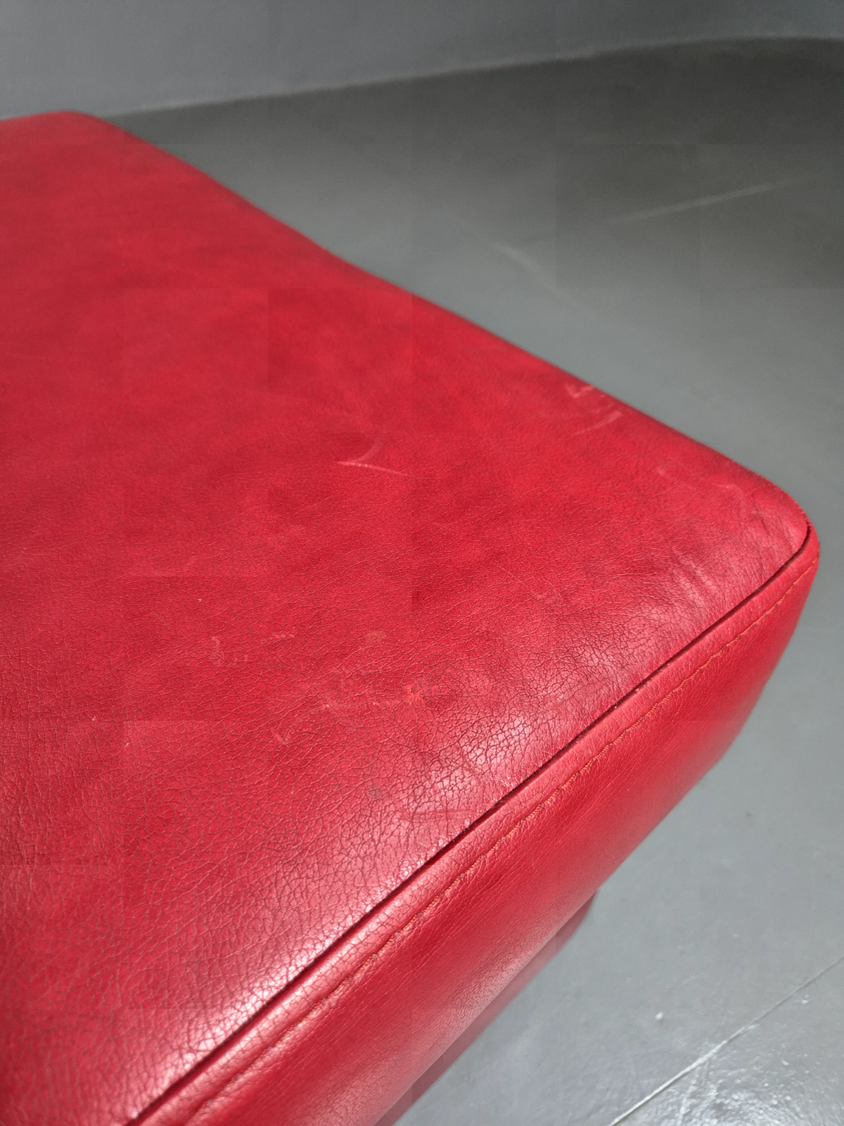 Vintage Danish Footstool Red Leather Retro EB7387 MFOO