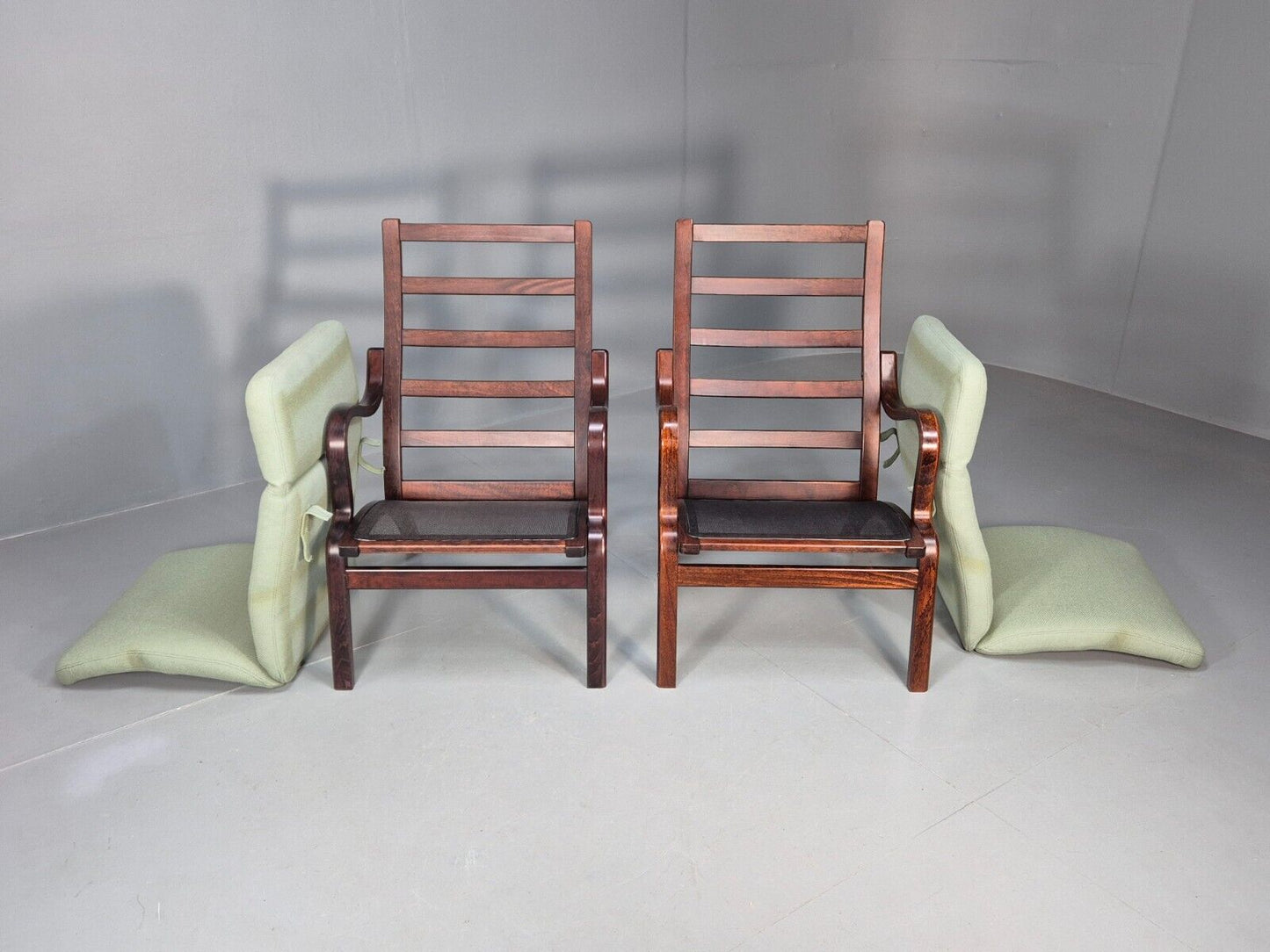 Pair Of Vintage Danish Stouby Mint Green Bentwood Armchairs EB8521 MBEN