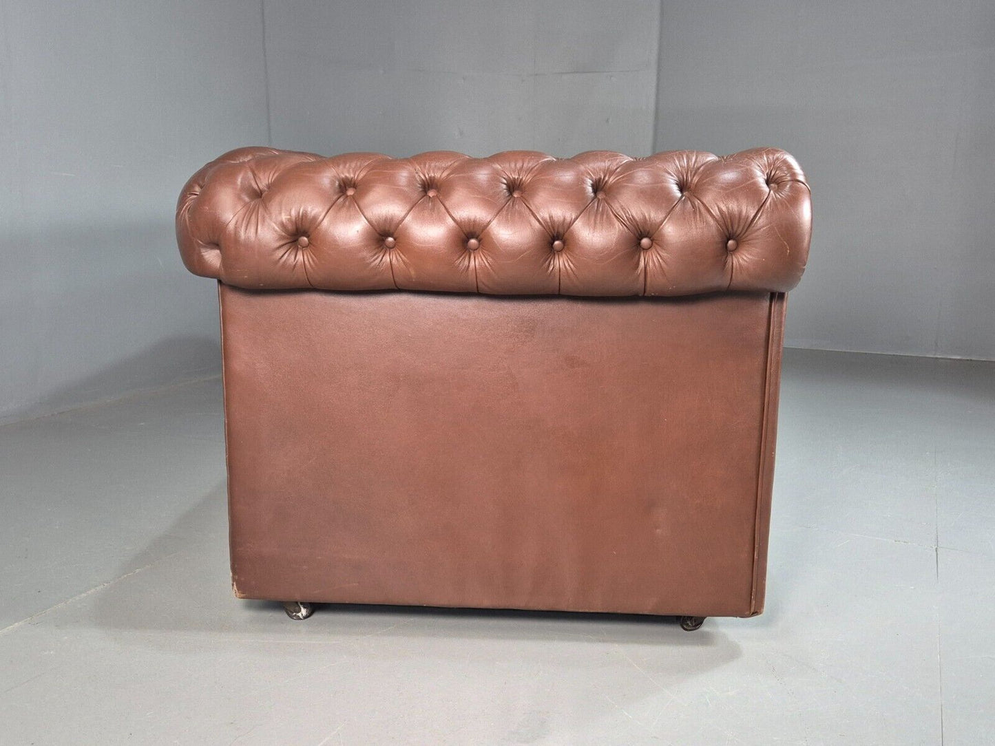 Vintage Chesterfield Sofa Brown Leather 3 Seat 19790s Retro EB8190 VCHE