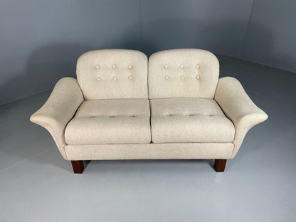 EB6778 Vintage Danish 2 Seat Sofa Cream Wool 1980s Retro MCM M2SS