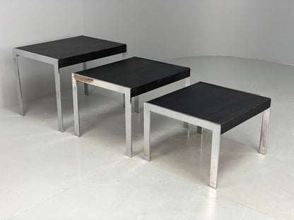 EB7135 Contemporary Nest Of Tables In Black Painted Ash and Chrome MWOO