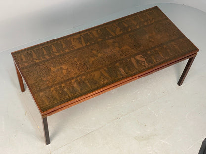 Vintage Danish Copper Topped Coffee Table Egyptian Theme 1980s EB7833 MWOO