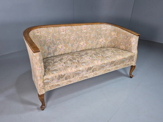 Vintage Danish 2 Seat Sofa Floral Beech Tub Curved Art Deco 1940s  EB8007 V2SS