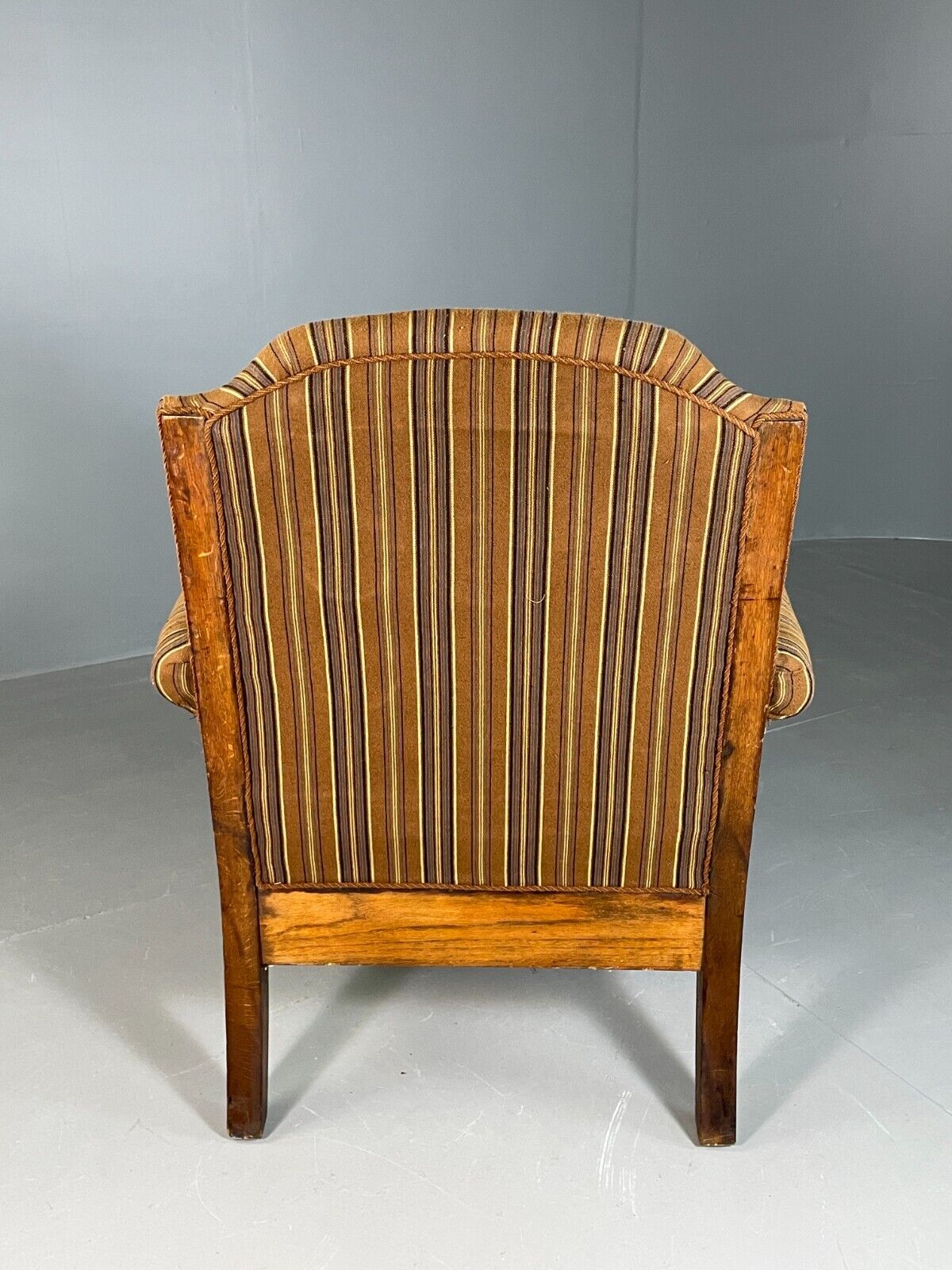 EB6707 Vintage Danish Lounge Chair Green Stripe Oak Frame Antique 1920s VCLO