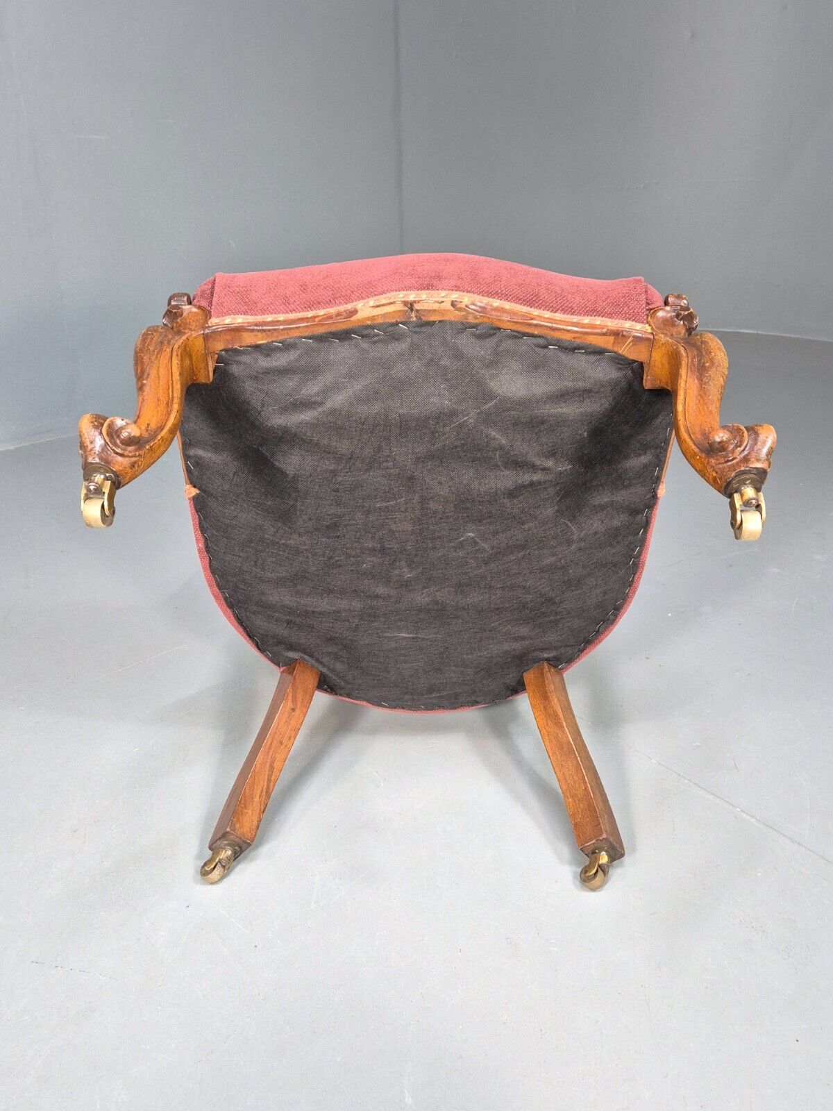 Vintage Nursing Chair Pink Cotton Fruitwood Frame 1800s Antique EB8454 VCLO