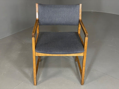 EB6146 Vintage Elbow Chair by Slagelse Oak Blue Cotton Danish Lounge MDIN