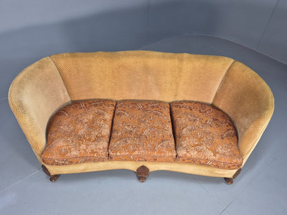 Vintage Danish Banana Sofa Gold Velour Carved Legs 1920s Antique Eb8055 V3SS