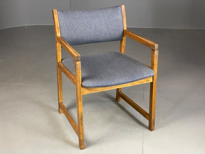 EB6163 Vintage Elbow Chair by Slagelse Oak Blue Cotton Danish Lounge MDIN