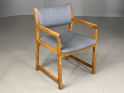 EB6156 Vintage Elbow Chair by Slagelse Oak Blue Cotton Danish Lounge MDIN