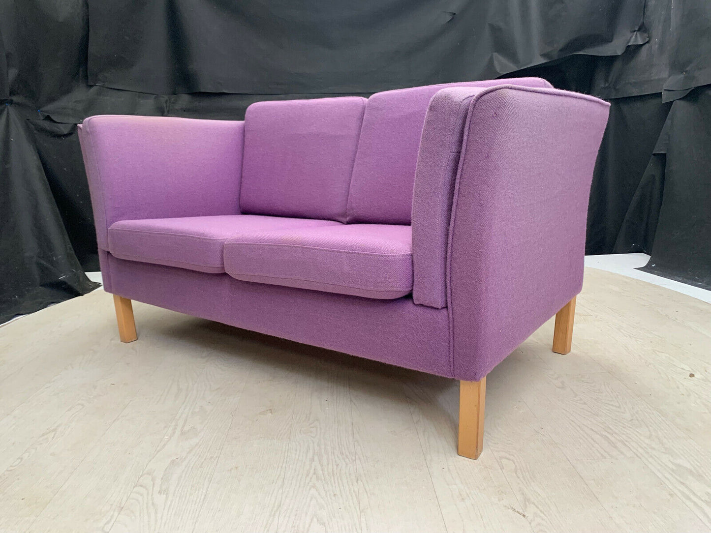 EB2607 Danish Lavender Wool Two Seater Sofa Retro Vintage Lounge Seating M2SS