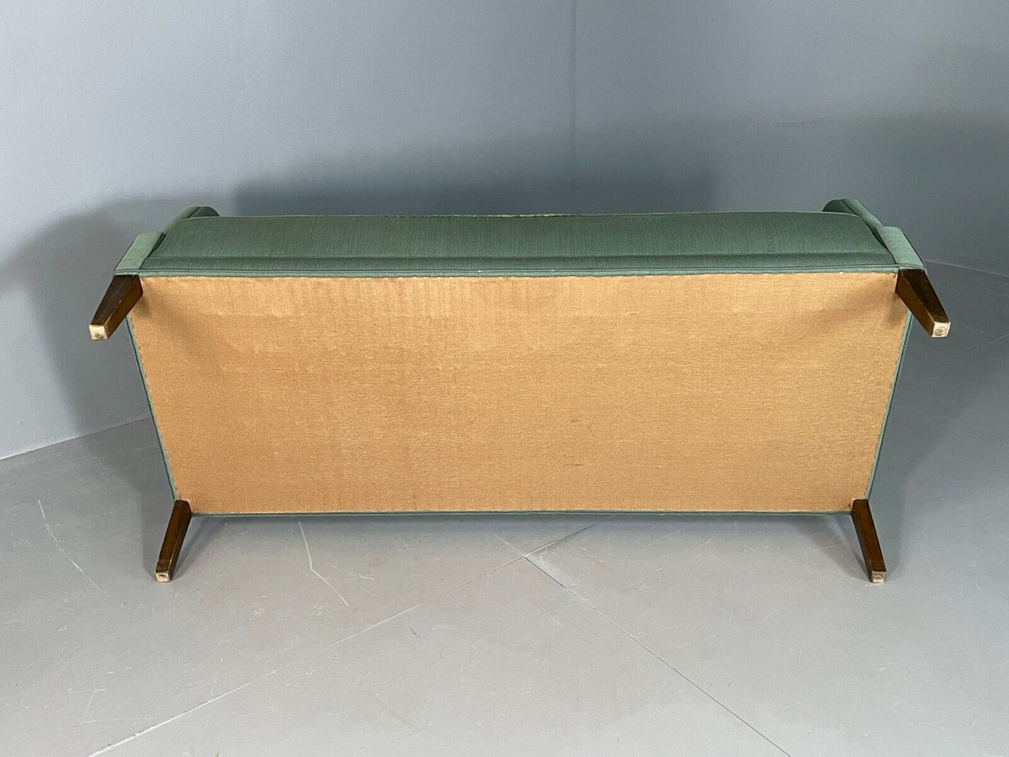 EB6932 Vintage Danish 2 Seat Sofa Green Wool Upholstery MCM Retro Art Deco M2SS