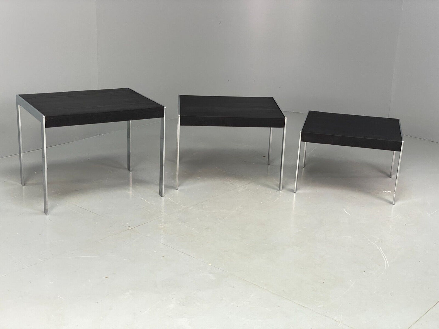 EB7135 Contemporary Nest Of Tables In Black Painted Ash and Chrome MWOO