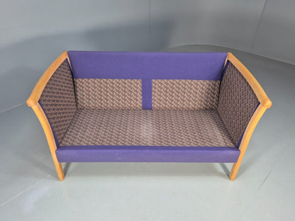 Vintage 2 Seat Sofa Purple Wool Beech End Stouby 1980s Retro MCM  EB8575 M2SS