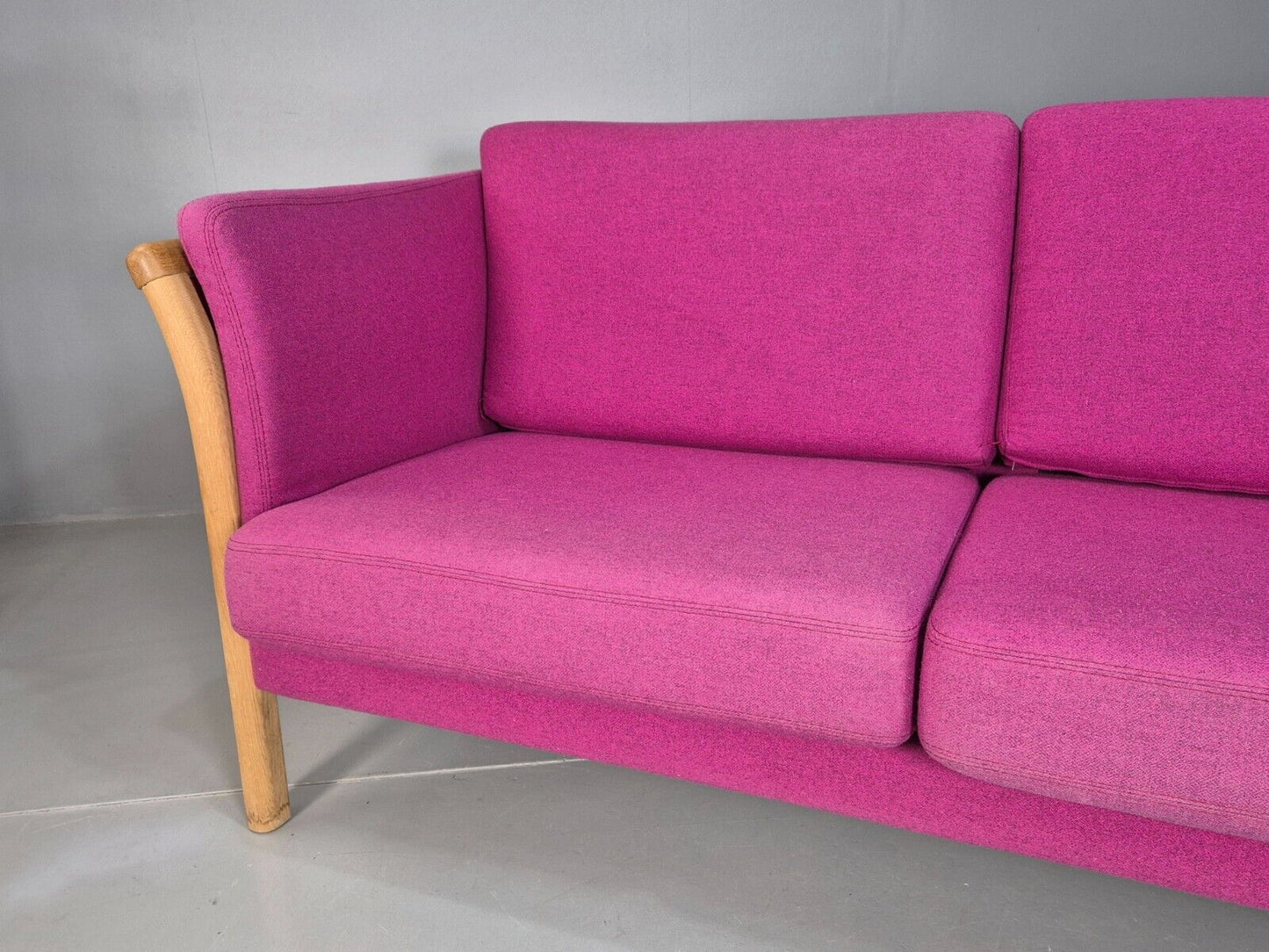 Vintage Danish 2 Seat Sofa Pink Wool Oak Frame Skalma MCM Retro EB7610 M2SS