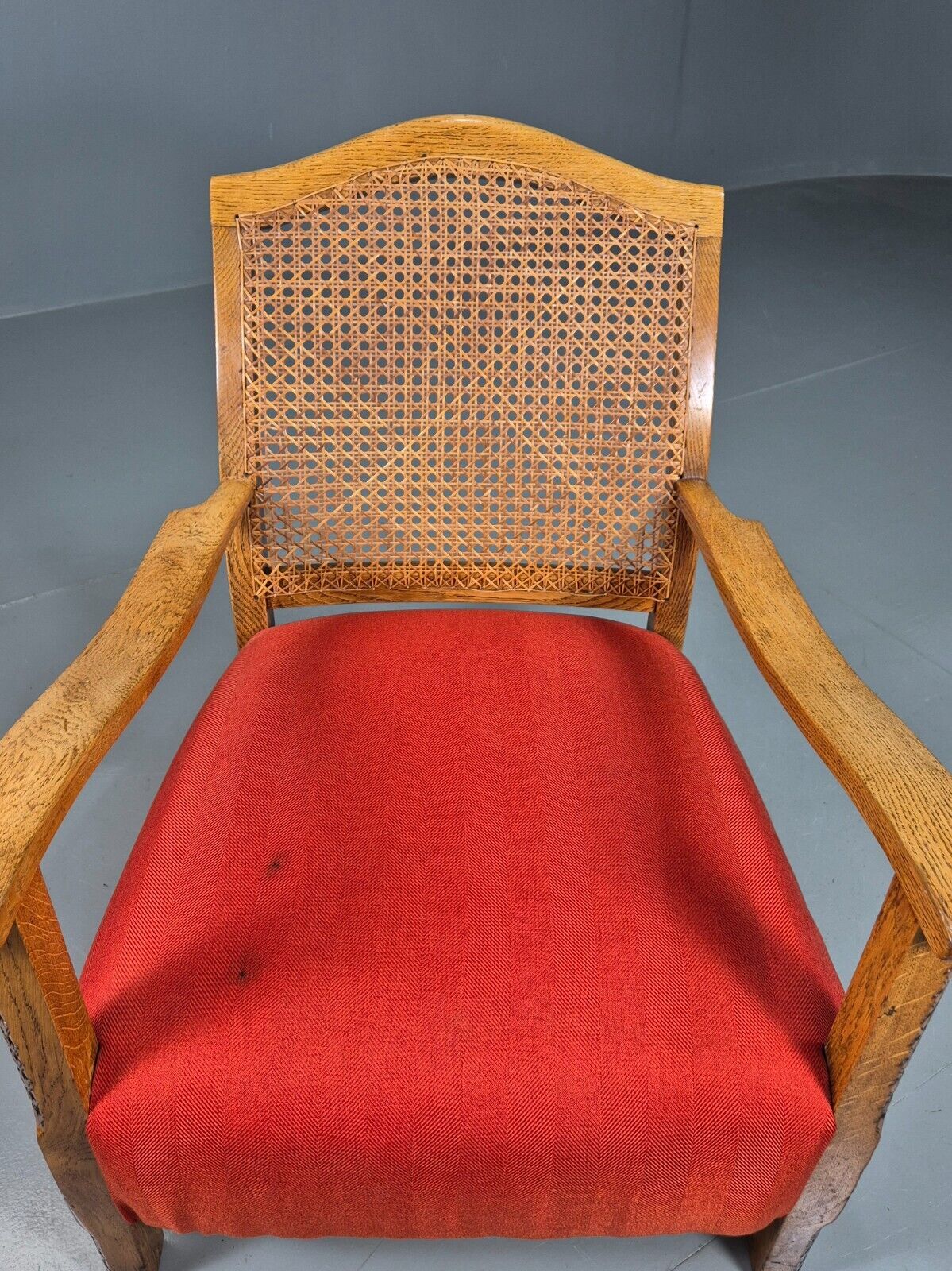 Vintage Lounge Chair Red Upholstery Bergere Back Edwardian Antique EB7825 VBER