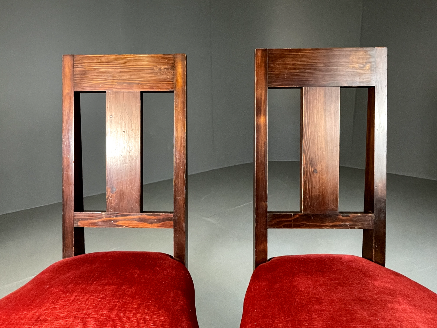 EB6328 2 Vintage Danish Dining Chairs Pine Beech Red Antique 1920s VDIN