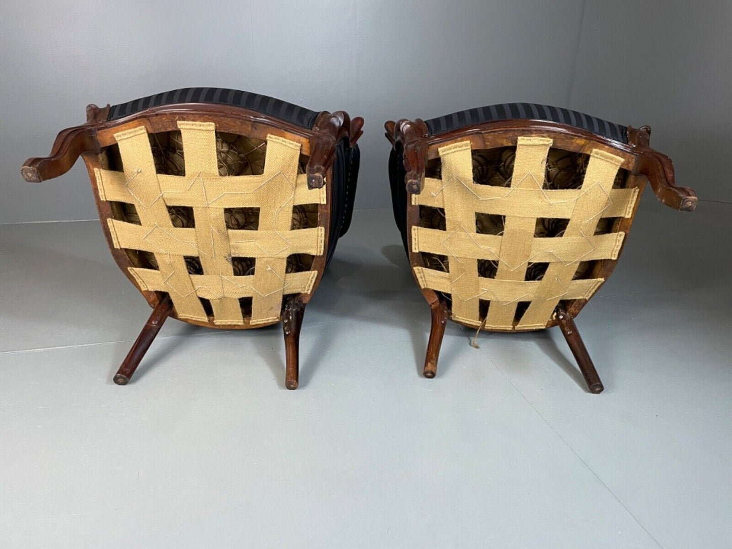 EB4818 Two Danish Balloon back Mahogany Framed Chairs, Antique, Vintage VCAR