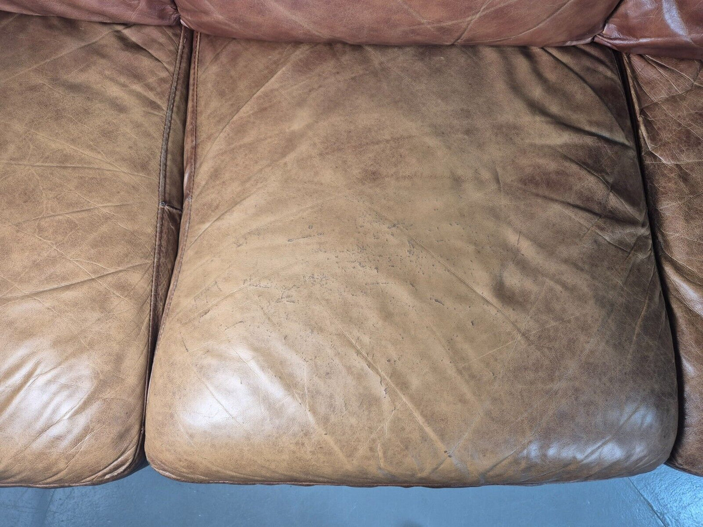 Vintage 3 Seat Sofa Brown Leather Traditional Club Style EB8313 VCHE