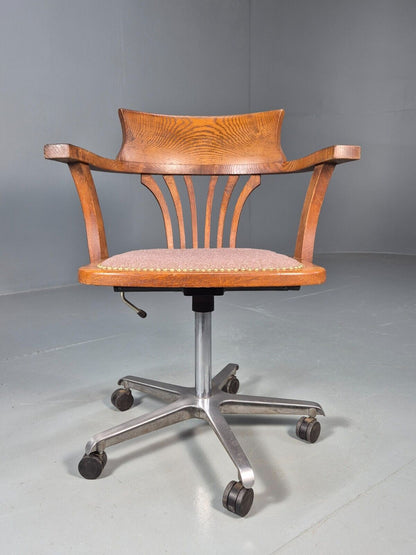 Vintage Office Chair Oak Polished Alloy 1950s EB8748 VWOO