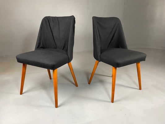 EB4602 Danish Pair of Mid Century Beech & Fabric Chairs, Retro, Vintage MNOR