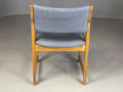 EB6161 Vintage Elbow Chair by Slagelse Oak Blue Cotton Danish Lounge MDIN