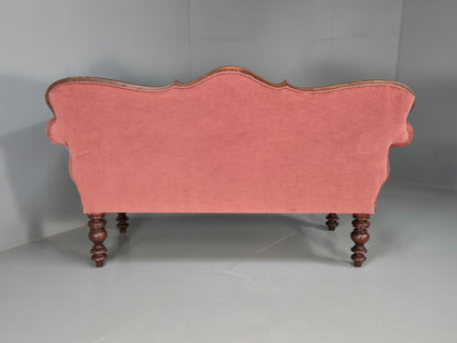 Vintage Danish 2 Sea Sofa Pink Mahogany Camel Back 1900s Antique EB8017 V2SS