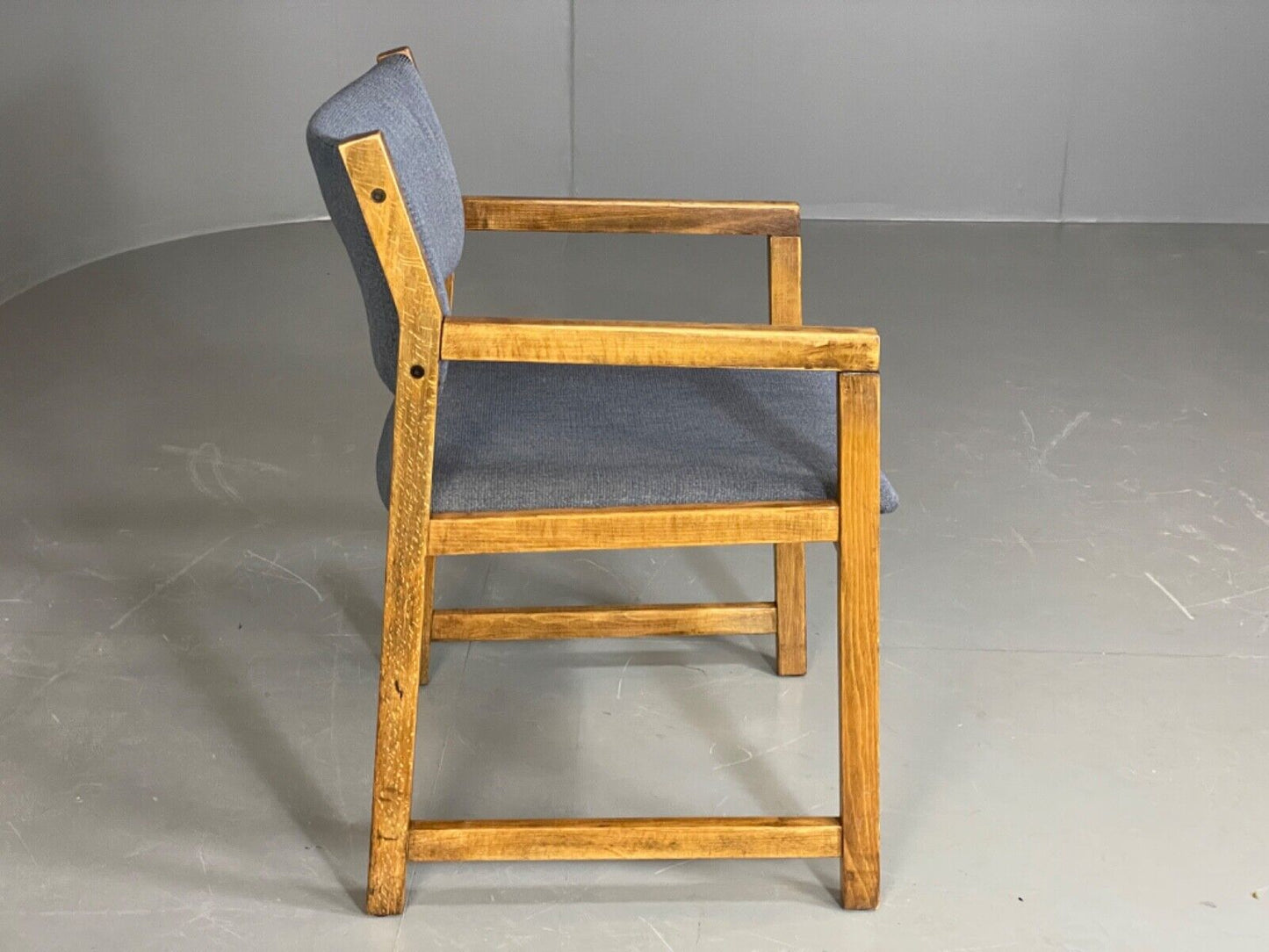 EB6146 Vintage Elbow Chair by Slagelse Oak Blue Cotton Danish Lounge MDIN