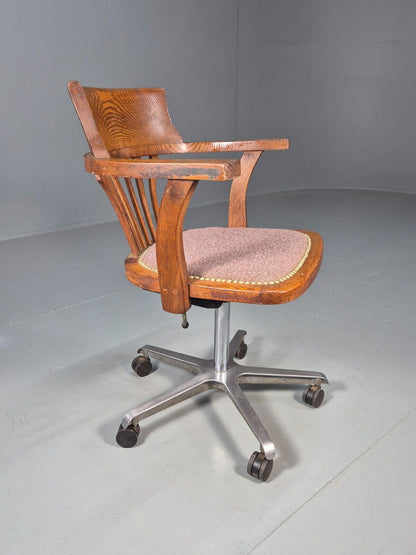 Vintage Office Chair Oak Polished Alloy 1950s EB8748 VWOO