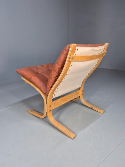 Vintage Danish Lounge Chair Tan Leather Bentwood Siesta Relling MCM EB8734 MBEN