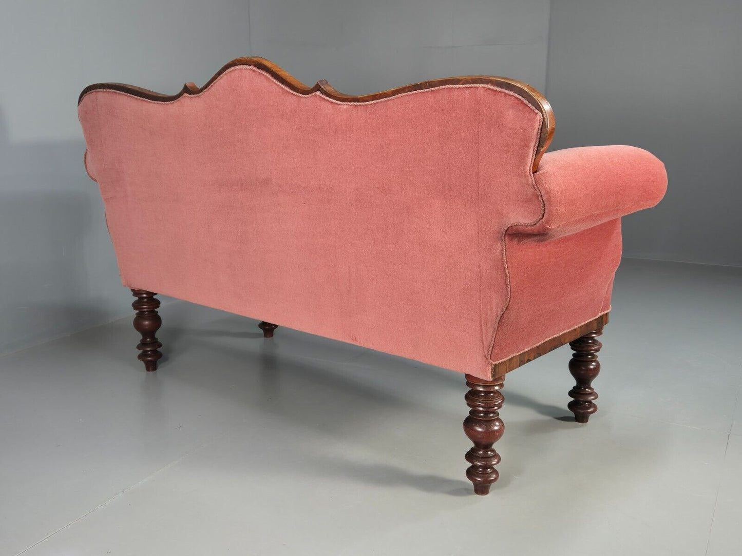 Vintage Danish 2 Sea Sofa Pink Mahogany Camel Back 1900s Antique EB8017 V2SS