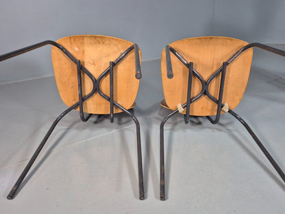 6 Vintage Danish Stacking Chairs Teak Plywood Steel Frame 1960 Retro EB8378 MSTA