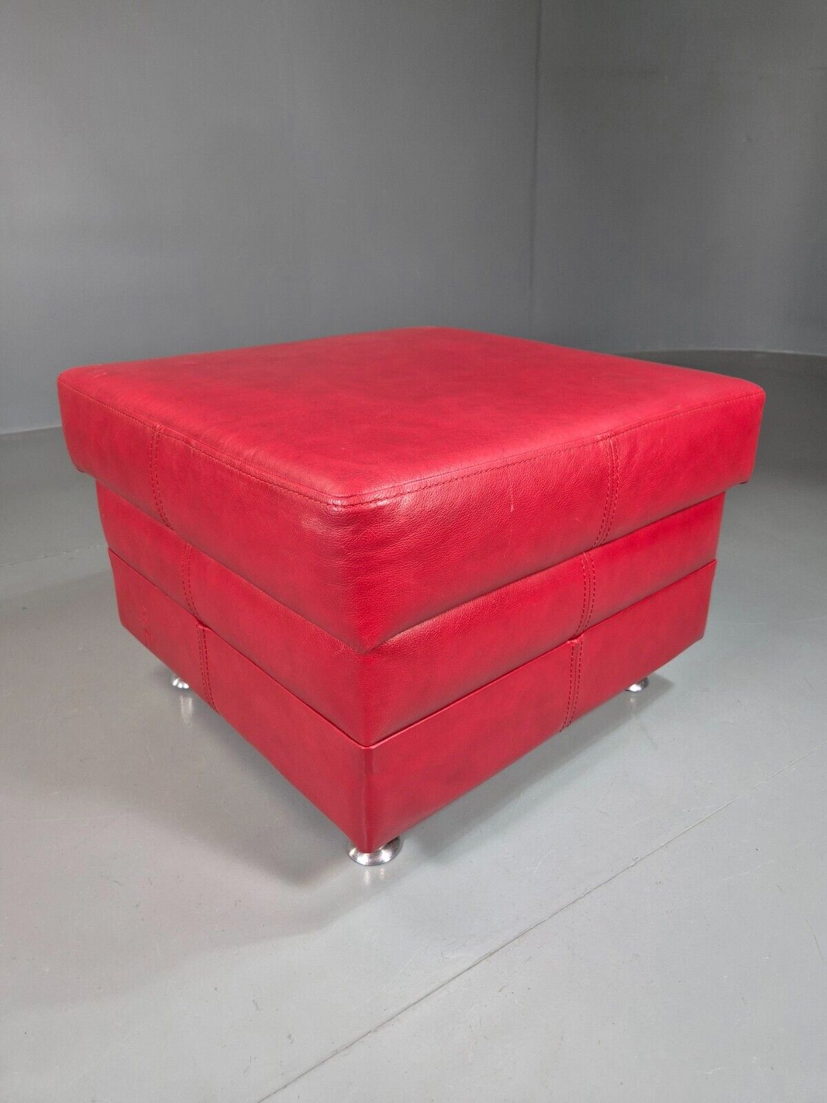 Vintage Danish Footstool Red Leather Retro EB7387 MFOO