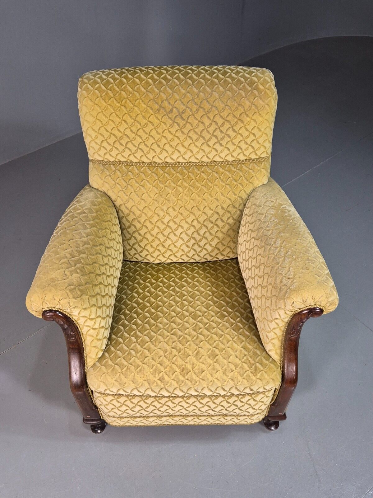 Vintage Danish Lounge Chair Gold Moquette Art Deco 1930s Antique EB8223 VCLO