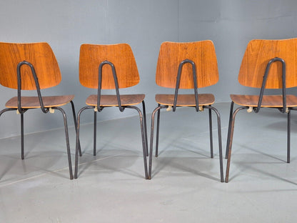 8 Vintage Danish Stacking Chairs Teak Plywood Steel Frame 1960 Retro EB8374 MSTA