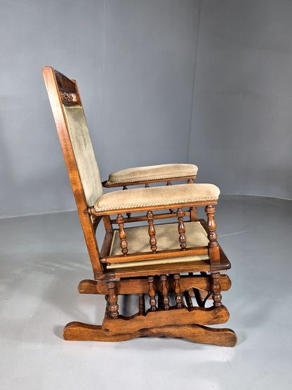 EB7358 Vintage American Style Rocking Chair Oak Frame Antique Style VWOO