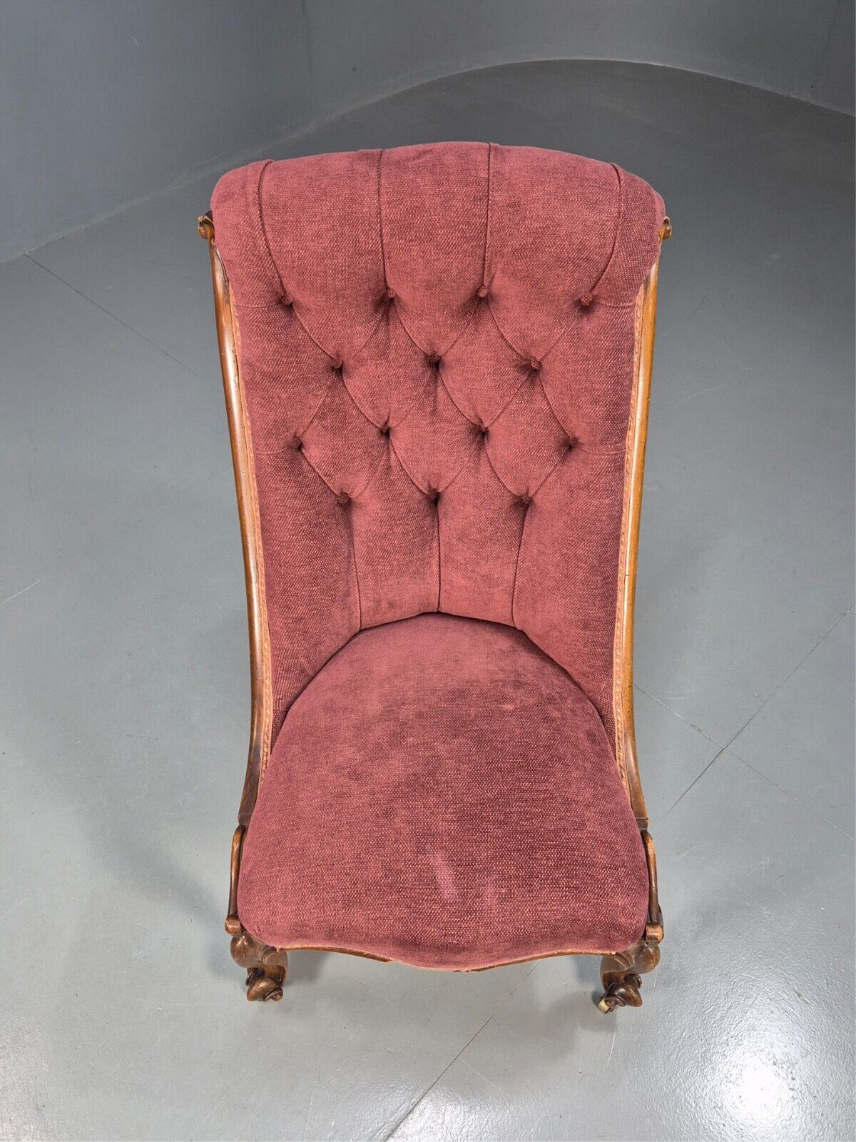 Vintage Nursing Chair Pink Cotton Fruitwood Frame 1800s Antique EB8454 VCLO