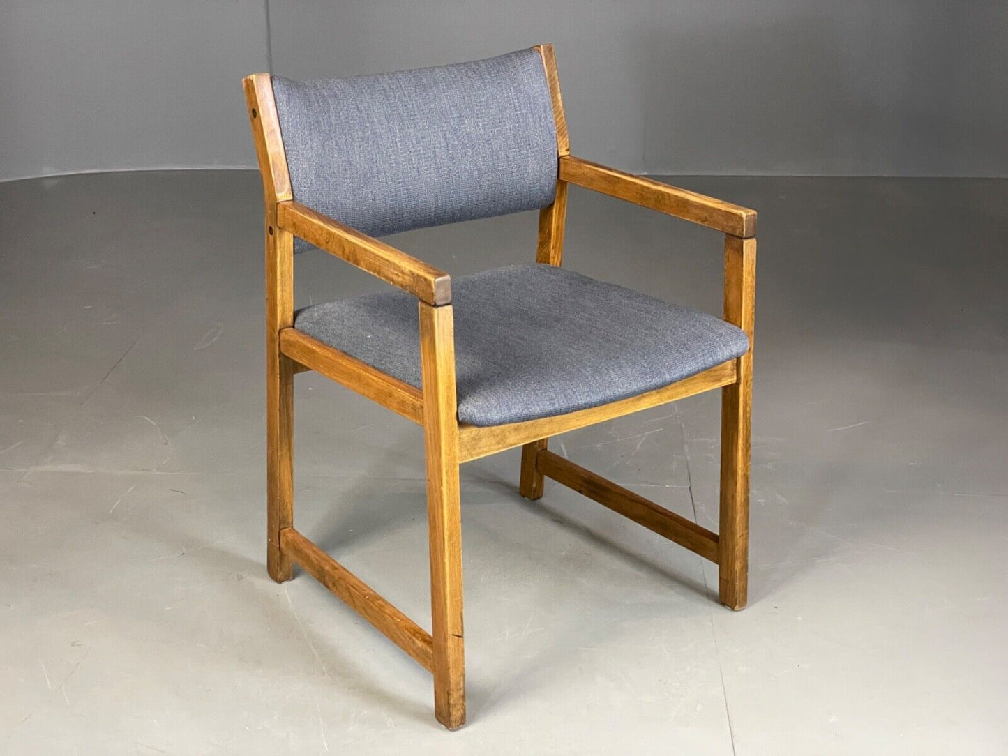 EB6160 Vintage Elbow Chair by Slagelse Oak Blue Cotton Danish Lounge MDIN