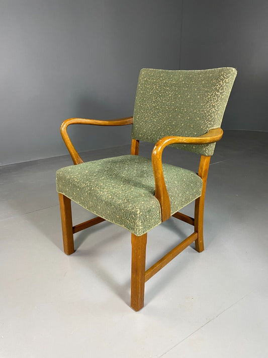 EB6697 Vintage Danish Elbow Chair Green Teak Frame 1950s Mid Century Retro MNOR