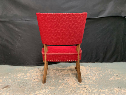 EB2043 Danish Oak & Fabric Winged Back Arm Chair Vintage Antique Lounge VCAR