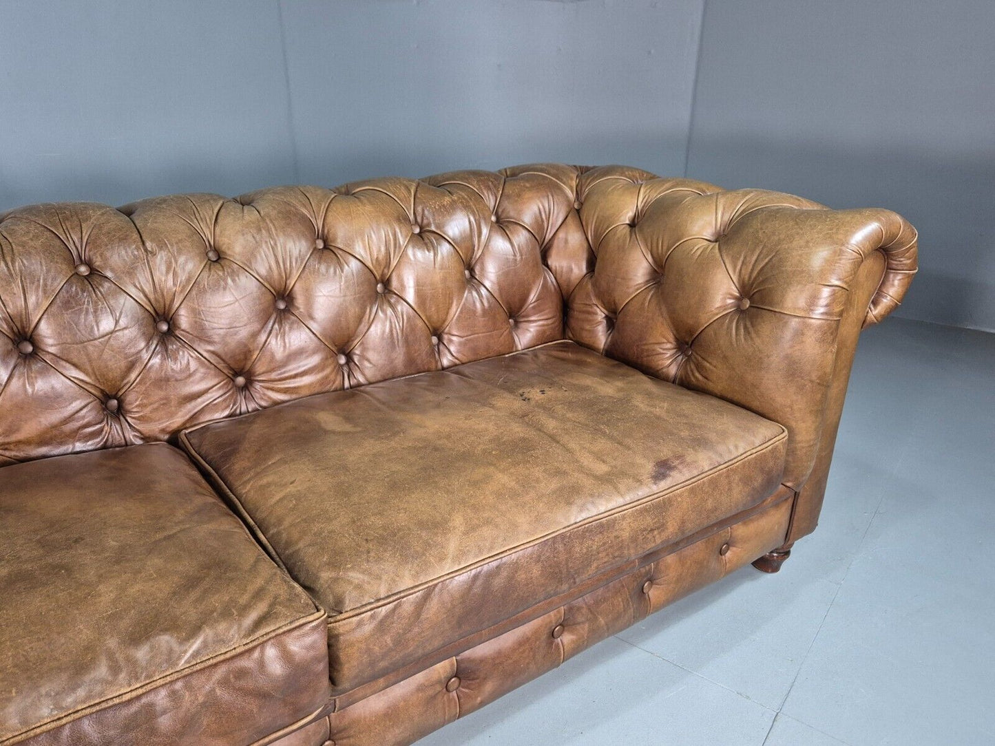 Vintage Chesterfield Brown Leather 4 Seat John Lewis  EB8383 VCHE