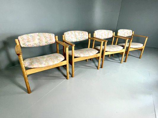 EB6019 Vintage Danish Oak Elbow Chairs FDB Møbler Set of 4 80s Print MDIN