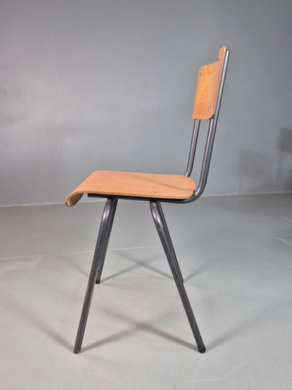 6 Vintage Danish Stacking Chairs bent Ply and Steel 1970s Retro MCM EB7871 MDIN