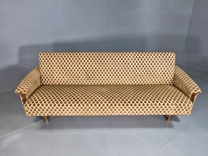 Vintage Danish Sofa Bed Gold Velour 1960s Retro MCM EB7385 M4SS