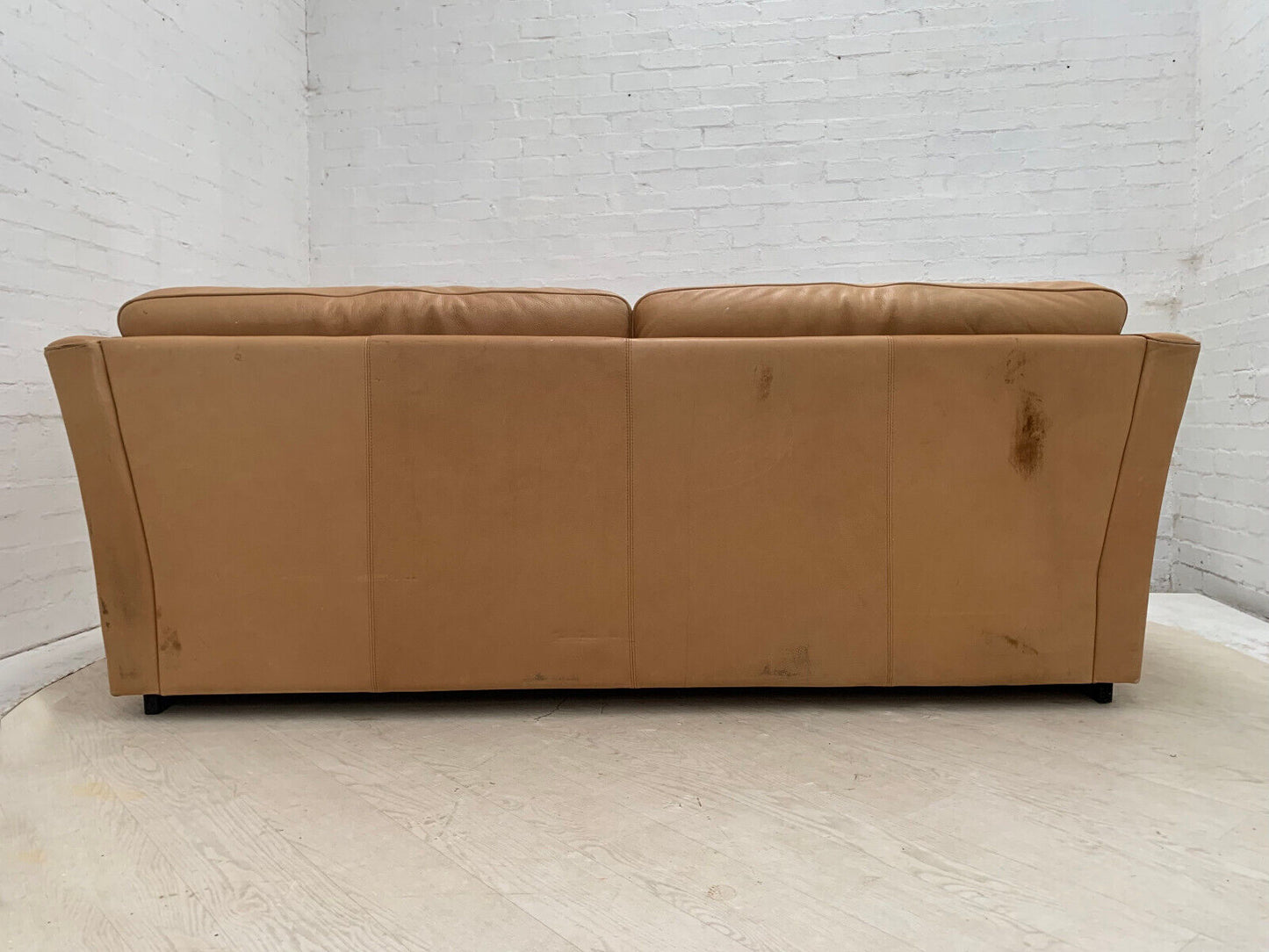 EB3355 Danish Skalma Tan Leather Two to Three Seat Sofa Mid-Century Modern M3SS