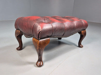 Vintage Footstool Oxblood Leather Chesterfield Style Antique Style EB8186 VCHE