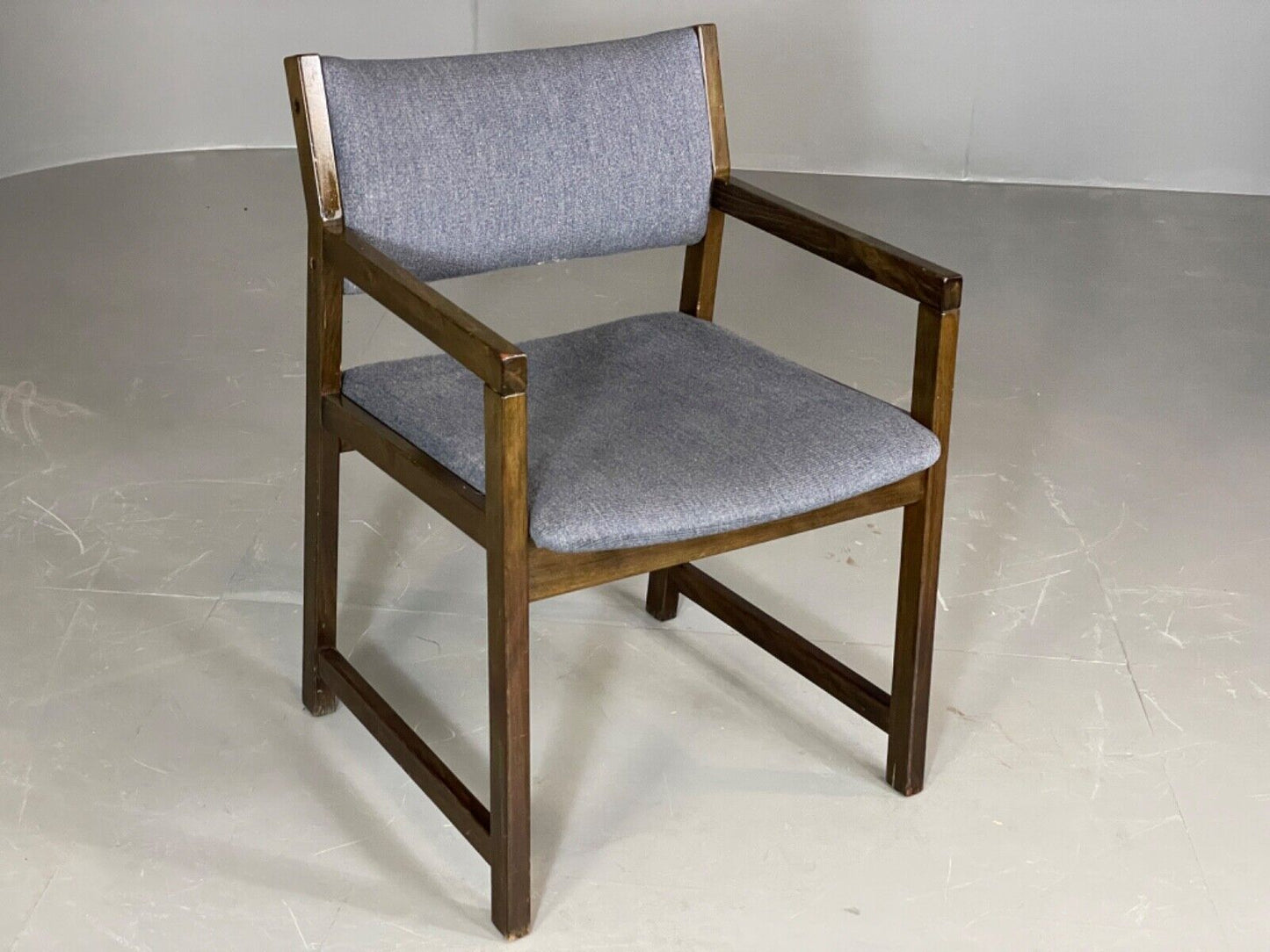 EB6152 Vintage Elbow Chair by Slagelse Oak Blue Cotton Danish Lounge MDIN